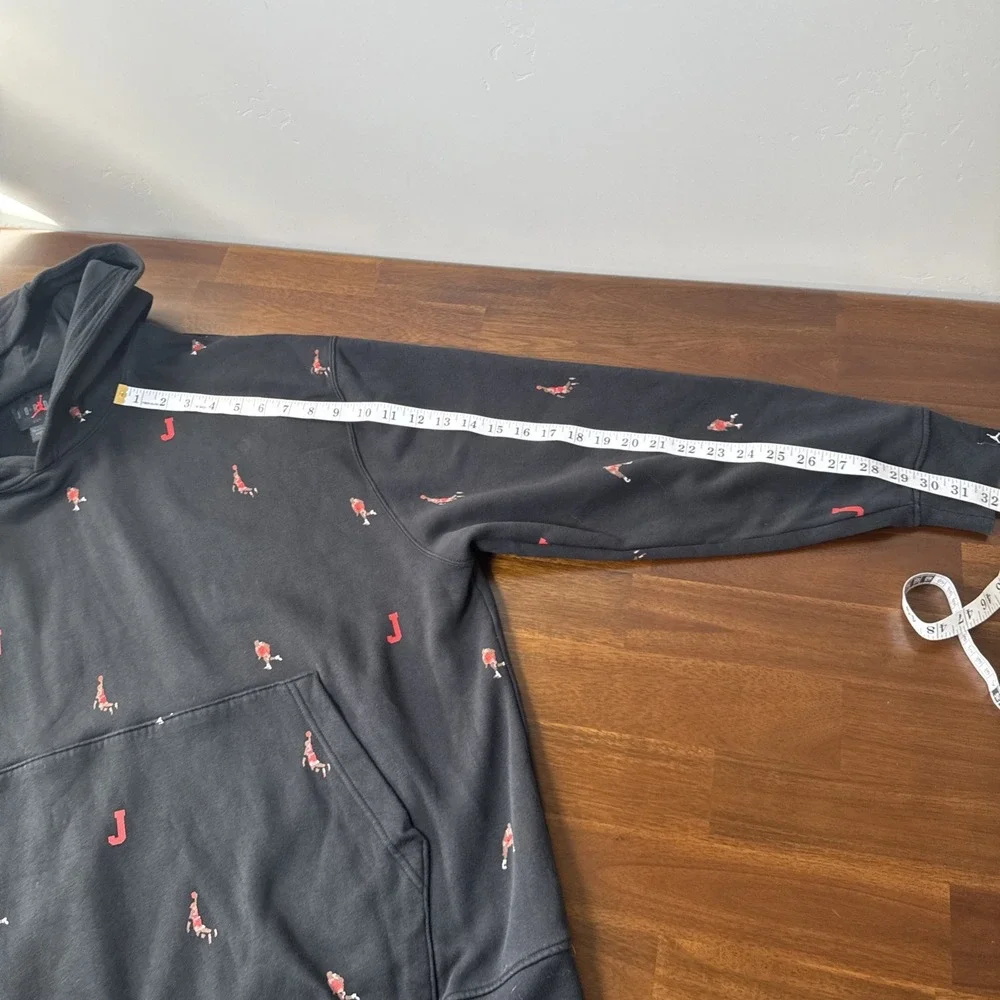 Jordan Hoodie Men XL Black All Over Print Jumpman Pullover Sweatshirt Nike